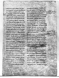 Faksimilekopi af fru 9786 fol.135 Eden i Strasbourg, svoret af Karl den Skaldede (823-877) og Ludvig den Tyske (ca. 804-876) 842 swed